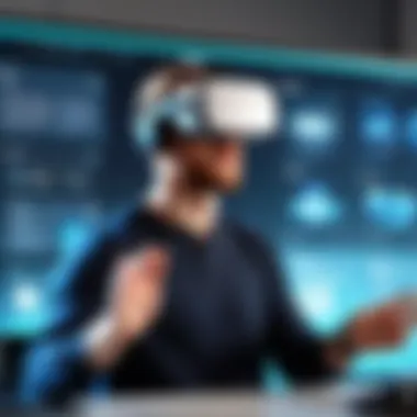 User Interaction with VR Software A user engaging with interactive VR software
