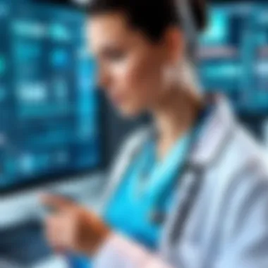 Healthcare professional navigating advanced technology