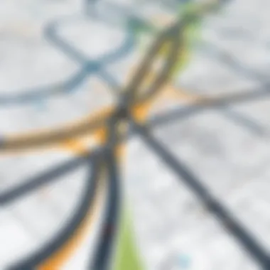 Strategic Transportation Mapping A map highlighting various transportation routes for businesses