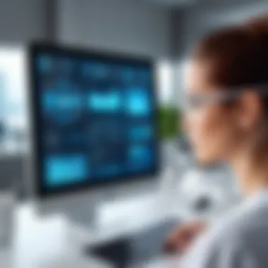 Future Trends in EMR Software Futuristic concept of EMR software evolving in healthcare