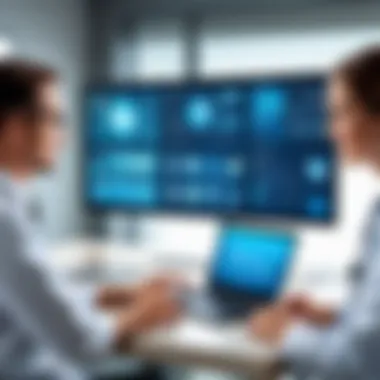 Patient Engagement through EMR Systems Healthcare professional engaging with patients through EMR system
