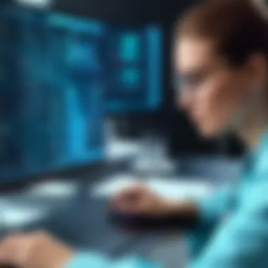 Healthcare Professional Handling Encrypted Information A healthcare professional working with encrypted data