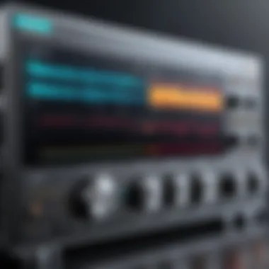 Audio Recording Software Interface A sleek audio recording software interface showcasing various features.