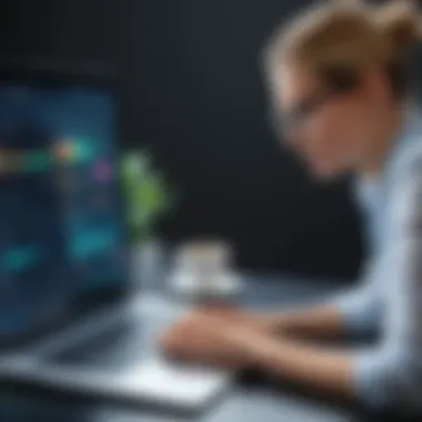Evaluating Software Options for Smart Financial Decisions An individual evaluating various money minder software options on a laptop