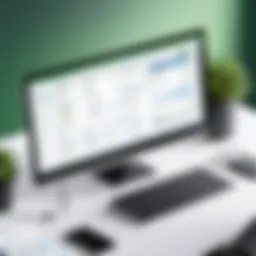 Illustration of QuickBooks interface showcasing various features