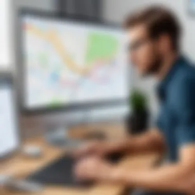 Navigating Route Creation Software A user navigating through route creation software on a computer