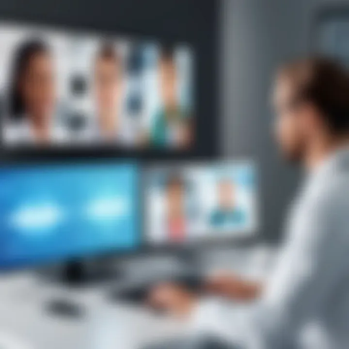 A virtual consultation scene showcasing advanced telehealth technology in use.