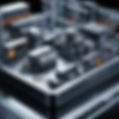 Comprehensive View of Manufacturing Production Systems An intricate layout of a manufacturing facility demonstrating various production systems in action.