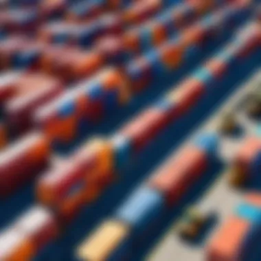 Workers coordinating logistics in a container yard.