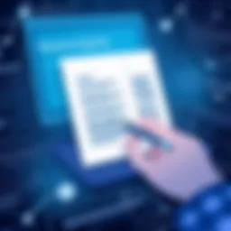 Representation of electronic signing interface with documents