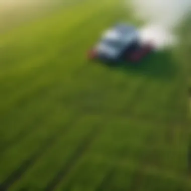 An aerial view of a farm demonstrating efficient pesticide distribution.