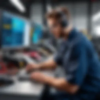 Utilizing Software for Customer Service Mechanic shop staff utilizing software for customer service