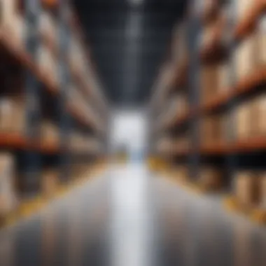 Advanced Inventory Technology in Warehousing A sophisticated warehouse environment showcasing advanced inventory technology