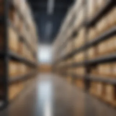Efficient Stock Management in a Warehouse An organized stockroom with clearly labeled inventory for efficient management